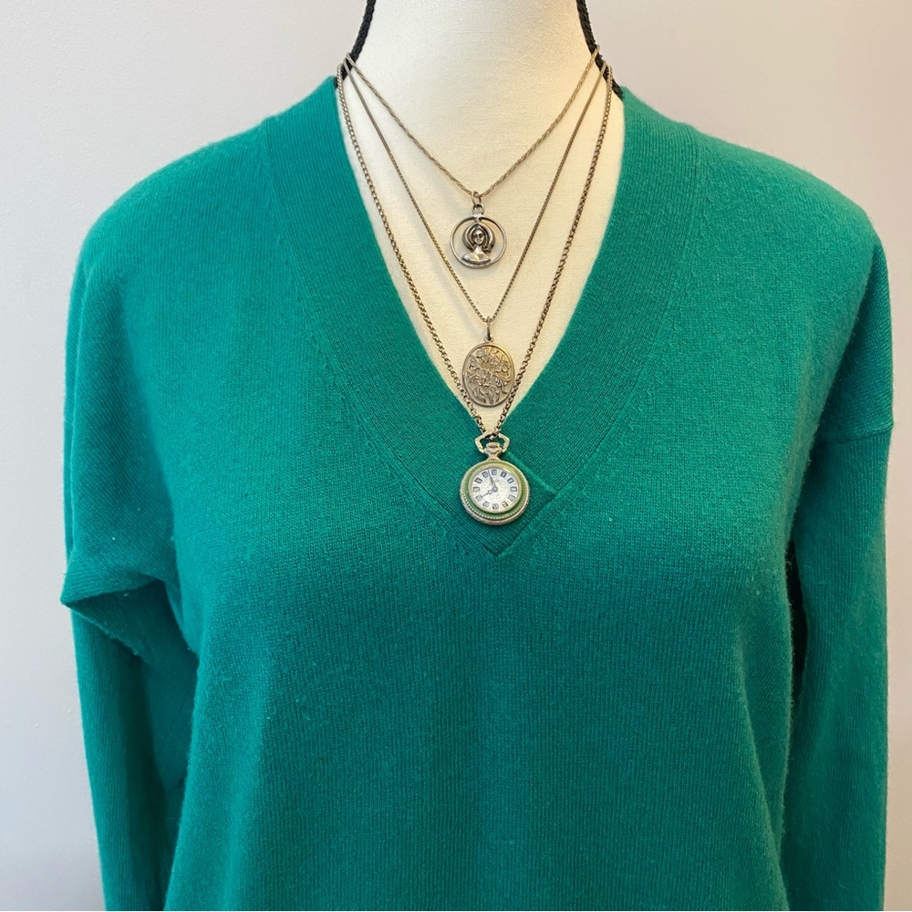 Banana Republic Green V-Neck Women's Sweater merino cashmere rayon blend size M - Picture 4 of 8